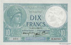 10 Francs MINERVE modifié FRANCIA  1940 F.07.22 q.FDC