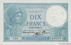 10 Francs MINERVE modifié FRANCIA  1940 F.07.25 FDC