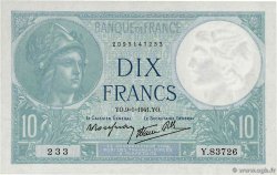 10 Francs MINERVE modifié FRANCE  1941 F.07.27 UNC