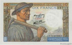 10 Francs MINEUR FRANCIA  1942 F.08.04 FDC