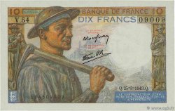 10 Francs MINEUR Numéro spécial FRANCIA  1943 F.08.08 q.FDC