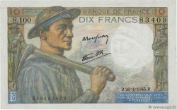 10 Francs MINEUR FRANCIA  1945 F.08.14 q.FDC