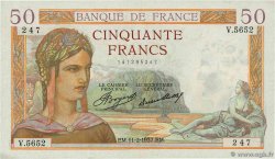 50 Francs CÉRÈS FRANCE  1937 F.17.34 SUP
