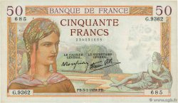50 Francs CÉRÈS modifié FRANCIA  1939 F.18.19 q.SPL