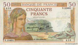 50 Francs CÉRÈS modifié FRANCIA  1939 F.18.27 BB