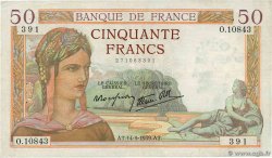 50 Francs CÉRÈS modifié FRANCIA  1939 F.18.30 BB