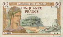 50 Francs CÉRÈS modifié FRANCIA  1939 F.18.32 BB