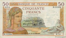 50 Francs CÉRÈS modifié FRANCIA  1939 F.18.33 q.BB