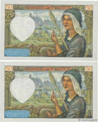 50 Francs JACQUES CŒUR Consécutifs FRANCIA  1942 F.19.18 FDC