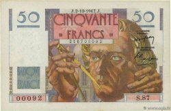 50 Francs LE VERRIER Petit numéro FRANCIA  1947 F.20.09 FDC