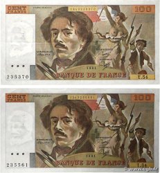 100 Francs DELACROIX modifié Lot FRANCE  1981 F.69.05