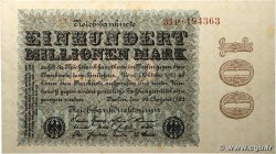 100 Millions Mark ALLEMAGNE  1923 P.107b SUP+