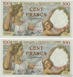 100 Francs SULLY Consécutifs FRANCE  1942 F.26.69