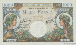 1000 Francs COMMERCE ET INDUSTRIE FRANCIA  1944 F.39.12 q.FDC