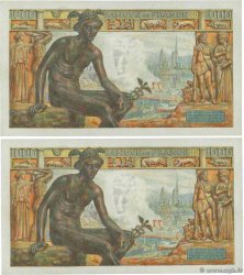 1000 Francs DÉESSE DÉMÉTER Consécutifs FRANCIA  1943 F.40.15 q.FDC