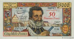 50 NF sur 5000 Francs HENRI IV FRANCIA  1959 F.54.02 q.SPL