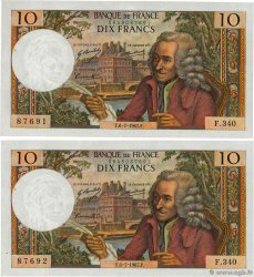 10 Francs VOLTAIRE Consécutifs FRANCIA  1967 F.62.27 AU