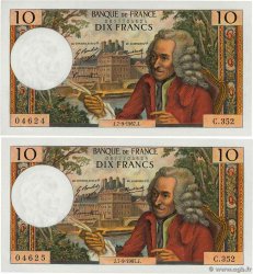 10 Francs VOLTAIRE Consécutifs FRANCIA  1967 F.62.28 FDC