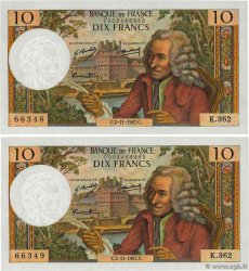 10 Francs VOLTAIRE Consécutifs FRANCIA  1967 F.62.29 AU
