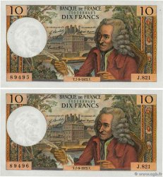 10 Francs VOLTAIRE Consécutifs FRANCIA  1972 F.62.58 AU