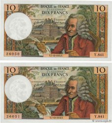 10 Francs VOLTAIRE Consécutifs FRANCIA  1972 F.62.59 AU