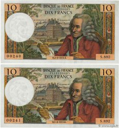 10 Francs VOLTAIRE Consécutifs FRANCIA  1973 F.62.63 q.AU