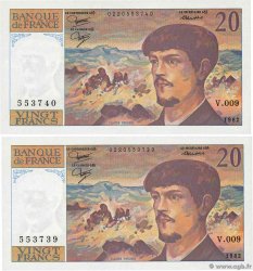 20 Francs DEBUSSY Consécutifs FRANCIA  1982 F.66.03 FDC