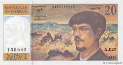 20 Francs DEBUSSY à fil de sécurité FRANCIA  1990 F.66bis.01A27 FDC