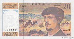 20 Francs DEBUSSY à fil de sécurité FRANCIA  1990 F.66bis.01A31 FDC