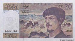 20 Francs DEBUSSY à fil de sécurité FRANCE  1991 F.66bis.02