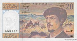 20 Francs DEBUSSY à fil de sécurité FRANCIA  1991 F.66bis.02A34 FDC