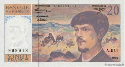 20 Francs DEBUSSY à fil de sécurité Grand numéro FRANCIA  1993 F.66bis.05A41 FDC