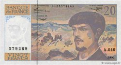 20 Francs DEBUSSY à fil de sécurité FRANCIA  1993 F.66bis.05A46 FDC