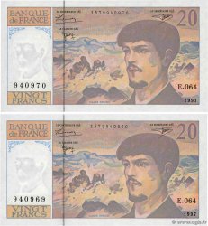 20 Francs DEBUSSY Modifié Consécutifs FRANCIA  1997 F.66ter.02-64 FDC