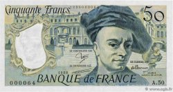 50 Francs QUENTIN DE LA TOUR Petit numéro FRANCIA  1988 F.67.14A50 FDC