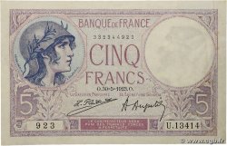 5 Francs FEMME CASQUÉE FRANCE  1923 F.03.07 XF