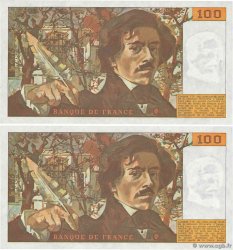 100 Francs DELACROIX modifié Consécutifs FRANCE  1986 F.69.10 UNC-