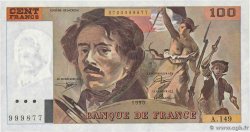 100 Francs DELACROIX imprimé en continu Grand numéro FRANCE  1990 F.69bis.02aA149