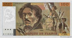 100 Francs DELACROIX imprimé en continu FRANCIA  1991 F.69bis.04b FDC