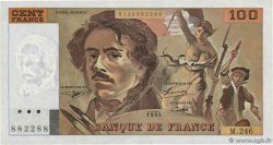 100 Francs DELACROIX imprimé en continu Numéro radar FRANCIA  1993 F.69bis.08 SPL