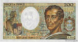 200 Francs MONTESQUIEU Petit numéro FRANCIA  1987 F.70.07A44 FDC