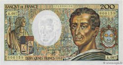 200 Francs MONTESQUIEU Petit numéro FRANCIA  1991 F.70.11A87 q.FDC