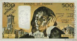 500 Francs PASCAL Spécimen FRANCIA  1968 F.71.01Spn SPL