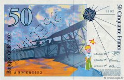 50 Francs SAINT-EXUPÉRY Spécimen FRANCIA  1992 F.72.01Scp q.FDC