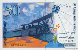 50 Francs SAINT-EXUPÉRY Grand numéro FRANCIA  1993 F.72.02 FDC