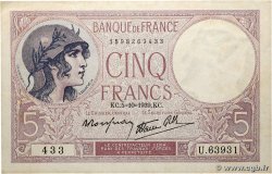 5 Francs FEMME CASQUÉE modifié FRANCIA  1939 F.04.11