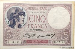 5 Francs FEMME CASQUÉE FRANCE  1933 F.03.17 TTB+