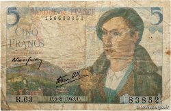 5 Francs BERGER FRANCE  1943 F.05.03 TB