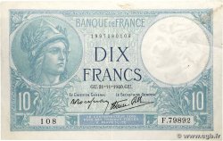 10 Francs MINERVE modifié FRANCE  1940 F.07.21 TTB+