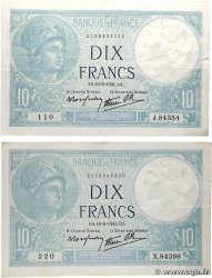 10 Francs MINERVE modifié Lot FRANCE  1941 F.07.29 TTB